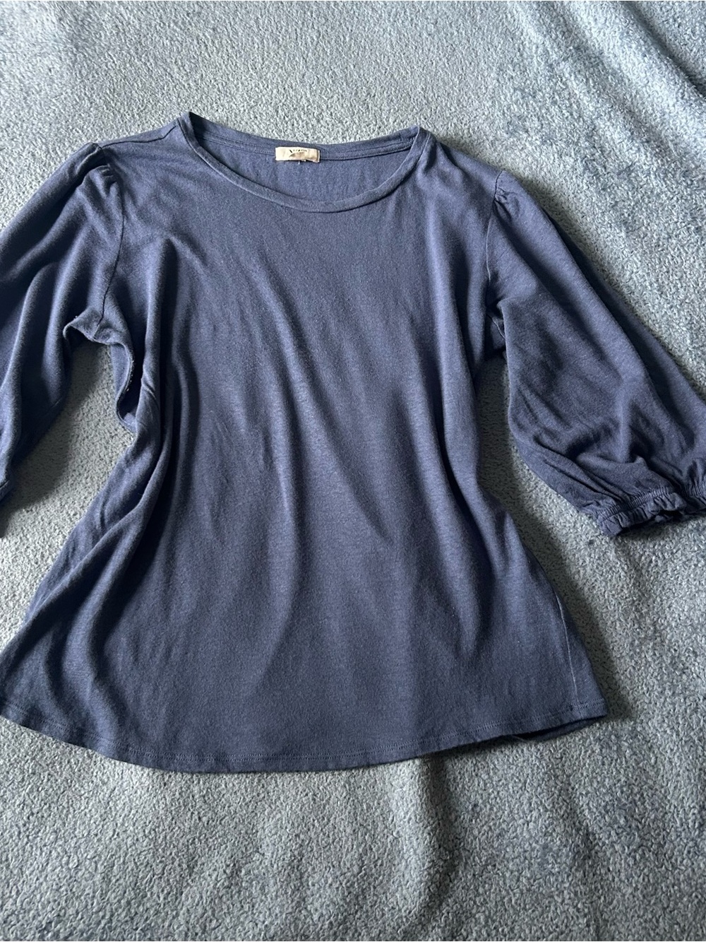 NIC+ZOE Navy Blue Puff-Sleeve Long Sleeve Top